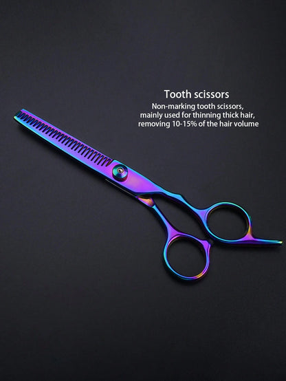 1pc Professional Hairdressing Scissors Colorful Home Haircut Set, Including Hair Thinning Scissors, Stainless Steel Blades,Hair Tools,Hair Products And Accesories For Barber Salon Beauty Travel Essent