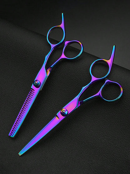 1pc Professional Hairdressing Scissors Colorful Home Haircut Set, Including Hair Thinning Scissors, Stainless Steel Blades,Hair Tools,Hair Products And Accesories For Barber Salon Beauty Travel Essent