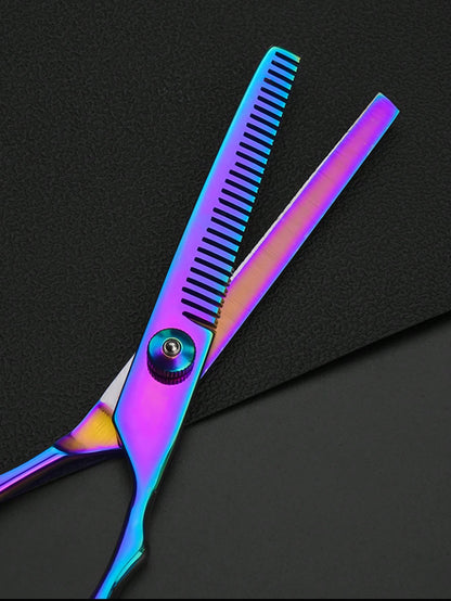 1pc Professional Hairdressing Scissors Colorful Home Haircut Set, Including Hair Thinning Scissors, Stainless Steel Blades,Hair Tools,Hair Products And Accesories For Barber Salon Beauty Travel Essent