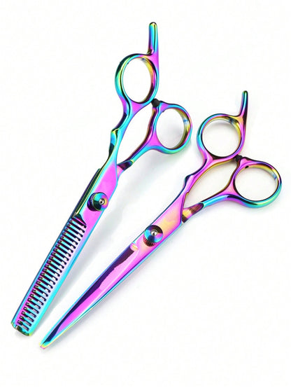 1pc Professional Hairdressing Scissors Colorful Home Haircut Set, Including Hair Thinning Scissors, Stainless Steel Blades,Hair Tools,Hair Products And Accesories For Barber Salon Beauty Travel Essent