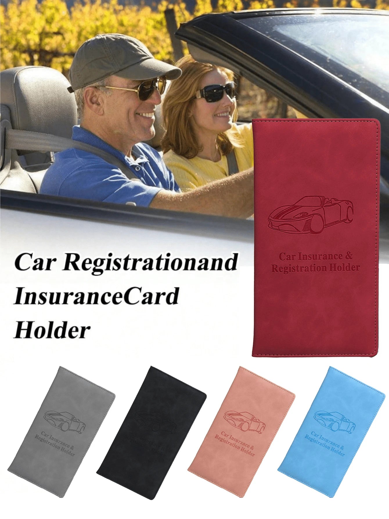 1pc PU Leather Car Registration & Insurance Card Holder, Multifunctional PU Leather Card Case, Magnetic Closure Car Document Wallet, Unisex, Multiple Colors Available