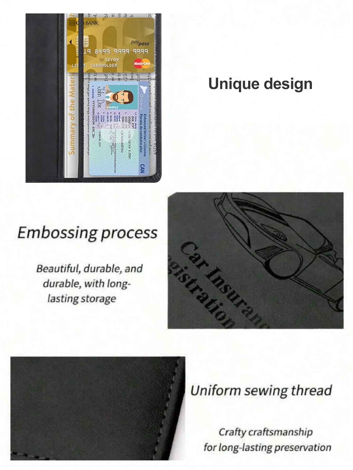 1pc PU Leather Car Registration & Insurance Card Holder, Multifunctional PU Leather Card Case, Magnetic Closure Car Document Wallet, Unisex, Multiple Colors Available