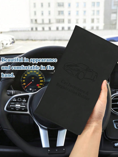 1pc PU Leather Car Registration & Insurance Card Holder, Multifunctional PU Leather Card Case, Magnetic Closure Car Document Wallet, Unisex, Multiple Colors Available