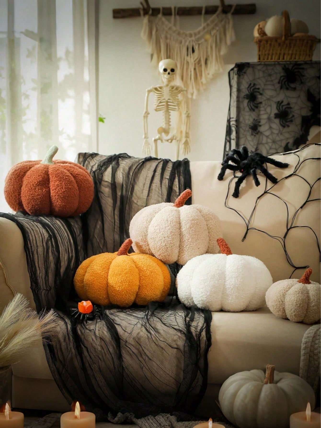 1pc Pumpkin Plush Pillow, Pumpkin Shaped Cushion, Pumpkin Plush Mat, Pumpkin Decorative Pillow, Halloween Pumpkin Decorative Cushion, Home Decor Room Decoration Pillow, Outdoor Garden Cushion, Hallowe