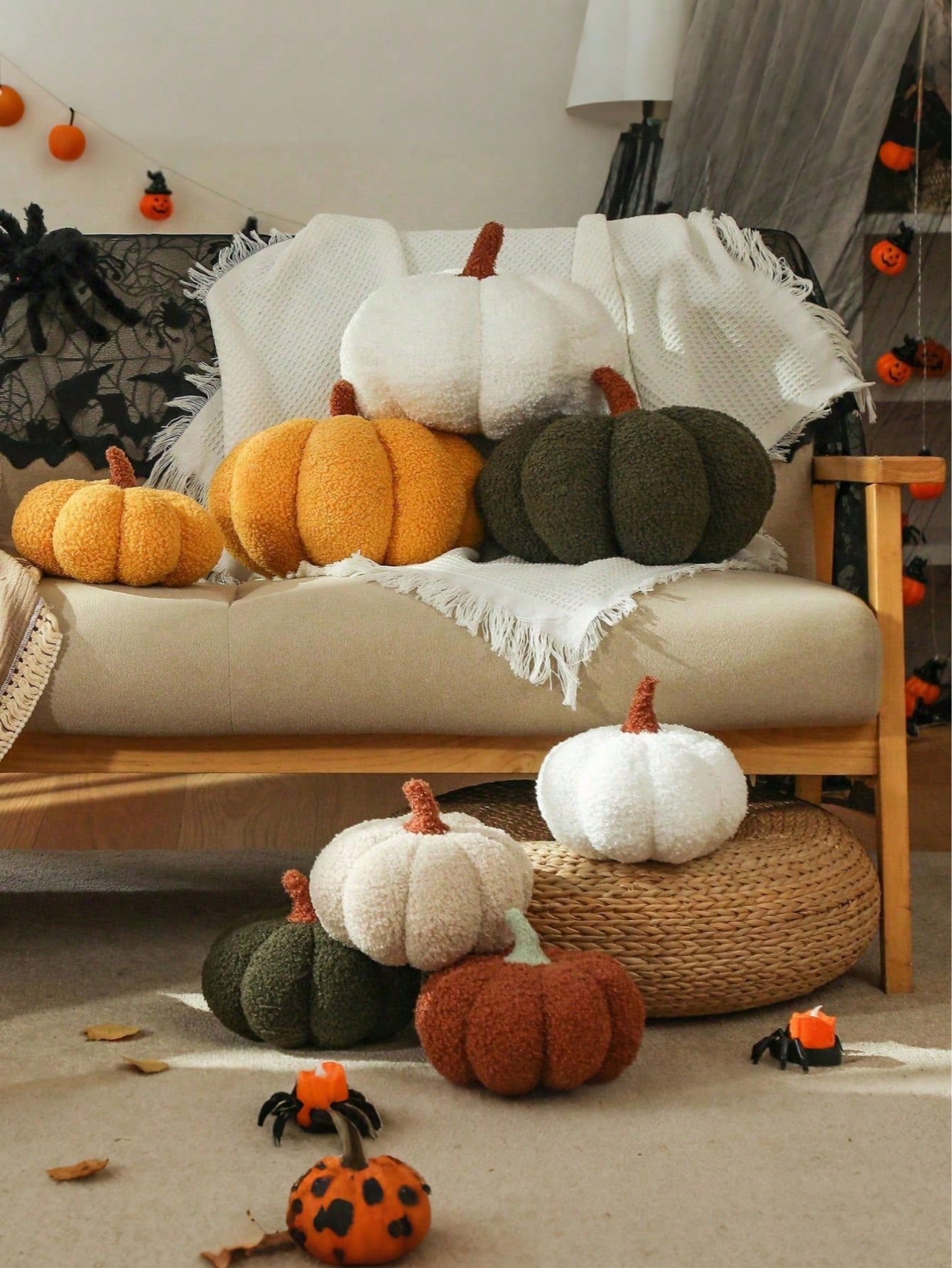 1pc Pumpkin Plush Pillow, Pumpkin Shaped Cushion, Pumpkin Plush Mat, Pumpkin Decorative Pillow, Halloween Pumpkin Decorative Cushion, Home Decor Room Decoration Pillow, Outdoor Garden Cushion, Hallowe