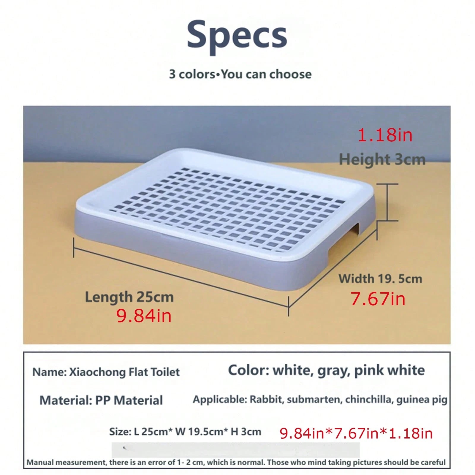 1pc Rabbit Litter Box, Detachable Plastic Small Animal Toilet Tray With Grate, Corner Litter Box, Easy To Clean Hamster Guinea Pig Rabbit Ferret Small Pet Toilet Training Box