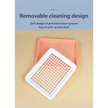 1pc Rabbit Litter Box, Detachable Plastic Small Animal Toilet Tray With Grate, Corner Litter Box, Easy To Clean Hamster Guinea Pig Rabbit Ferret Small Pet Toilet Training Box