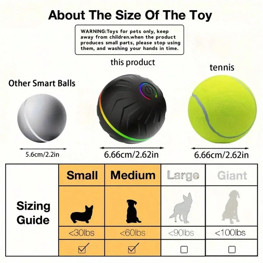 1pc Random Color Smart Pet Bouncing Ball, Fun And Durable Interactive Toy, USB Rechargeable, Thermoplastic Rubber, Random Movement, Suitable For Small Dogs, Suitable For Puppies To Play