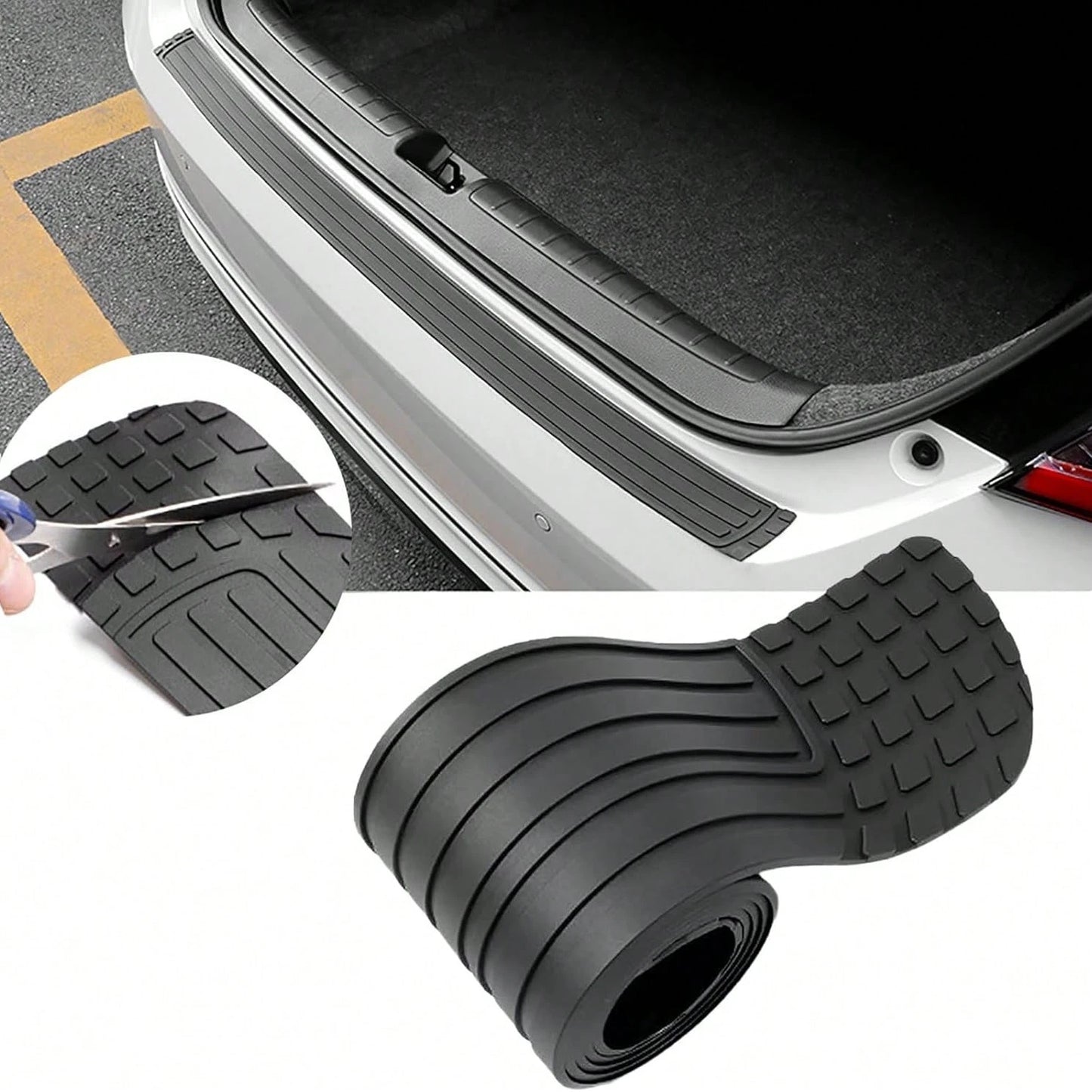 1PC Rear Bumper Protector, 35.4"X3.4" Anti-Scratch Rubber Guard Strip With Adhesive, Trunk Lip Protection, Universalfor Most Cars, Trucks, SUVs (Black)