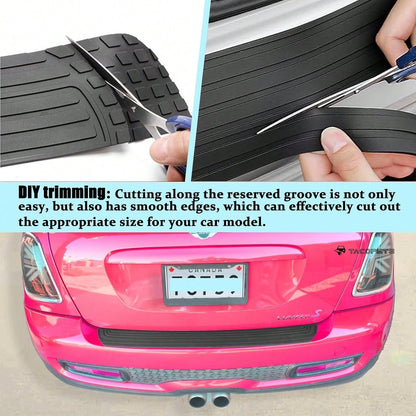 1PC Rear Bumper Protector, 35.4"X3.4" Anti-Scratch Rubber Guard Strip With Adhesive, Trunk Lip Protection, Universalfor Most Cars, Trucks, SUVs (Black)
