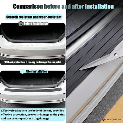 1PC Rear Bumper Protector, 35.4"X3.4" Anti-Scratch Rubber Guard Strip With Adhesive, Trunk Lip Protection, Universalfor Most Cars, Trucks, SUVs (Black)