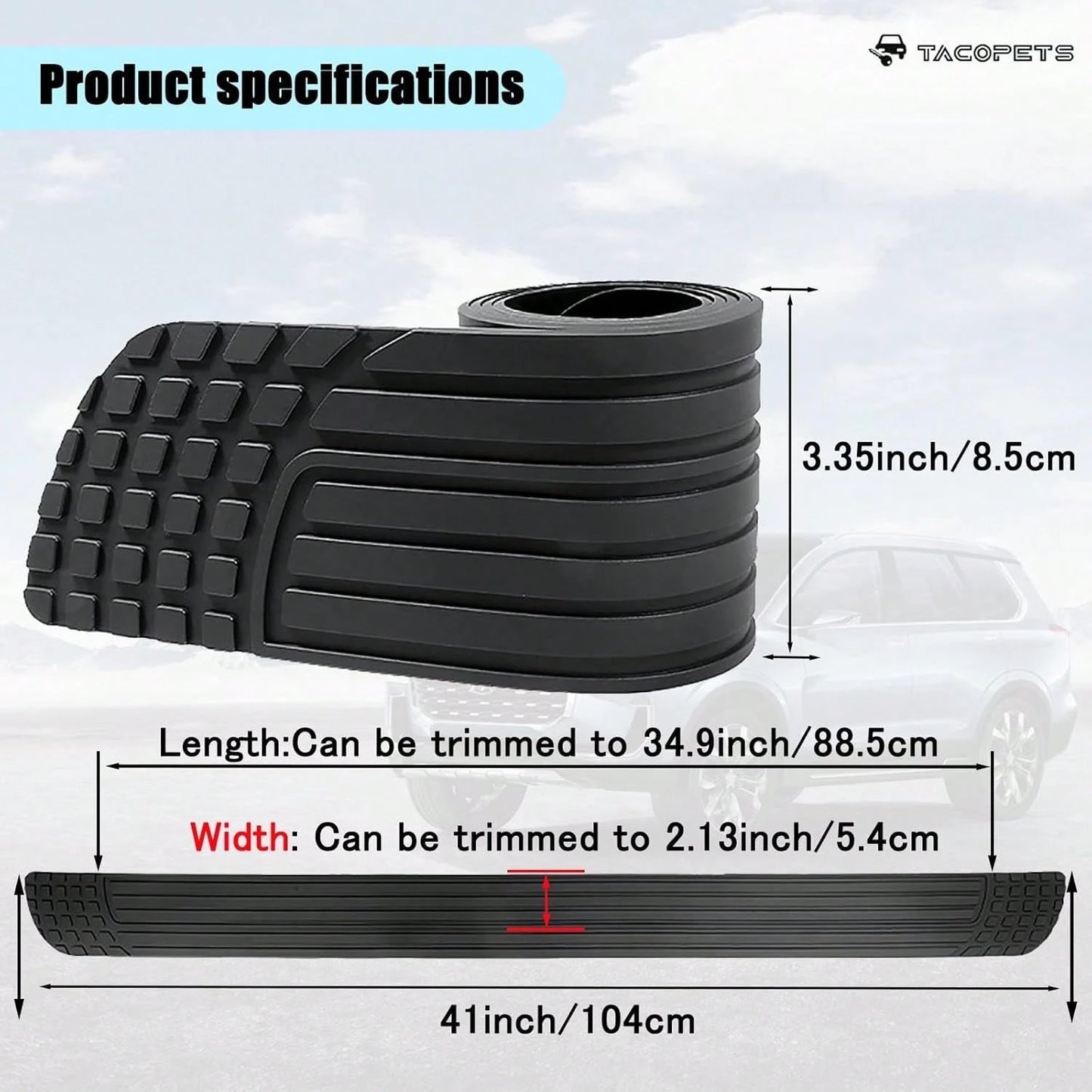 1PC Rear Bumper Protector, 35.4"X3.4" Anti-Scratch Rubber Guard Strip With Adhesive, Trunk Lip Protection, Universalfor Most Cars, Trucks, SUVs (Black)