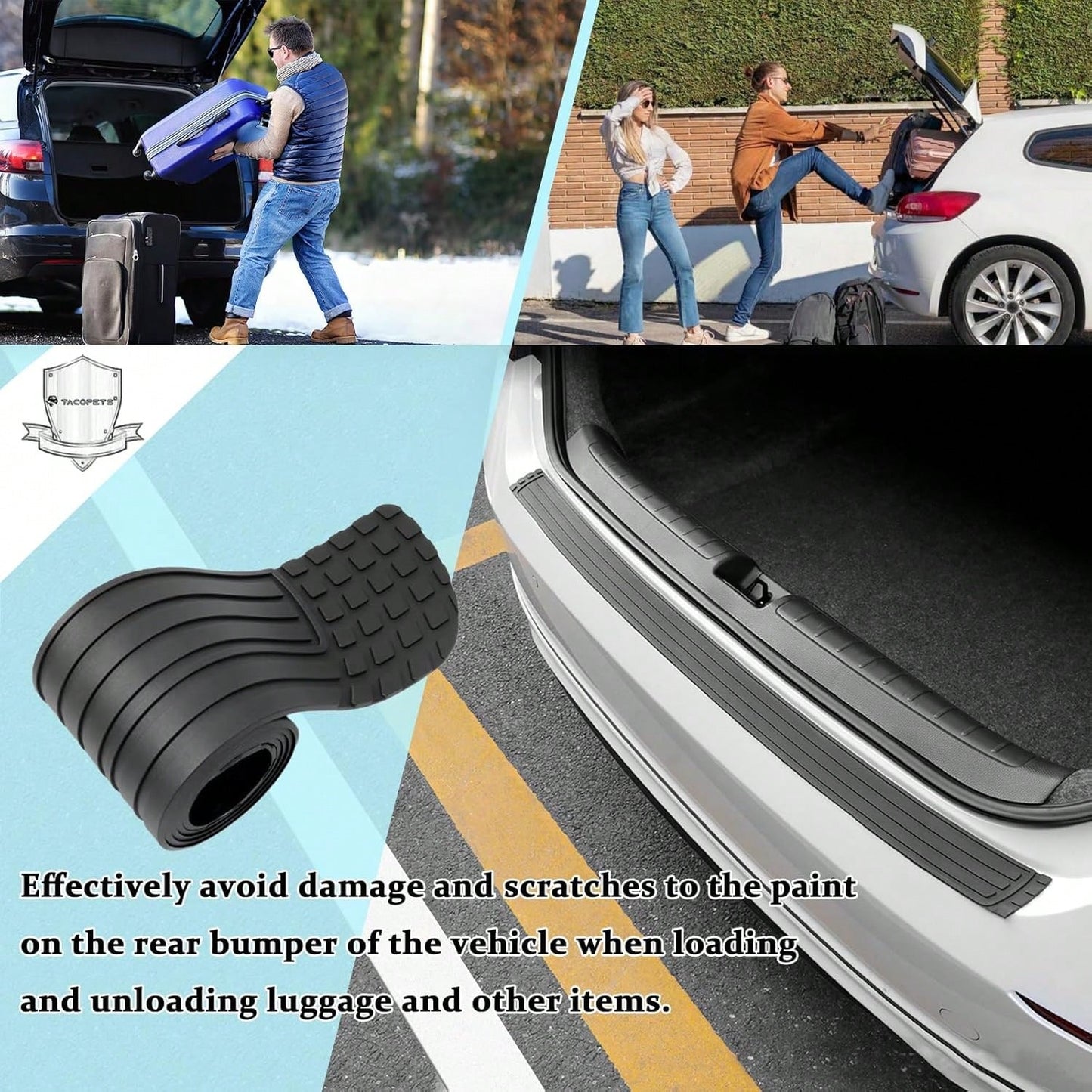 1PC Rear Bumper Protector, 35.4"X3.4" Anti-Scratch Rubber Guard Strip With Adhesive, Trunk Lip Protection, Universalfor Most Cars, Trucks, SUVs (Black)