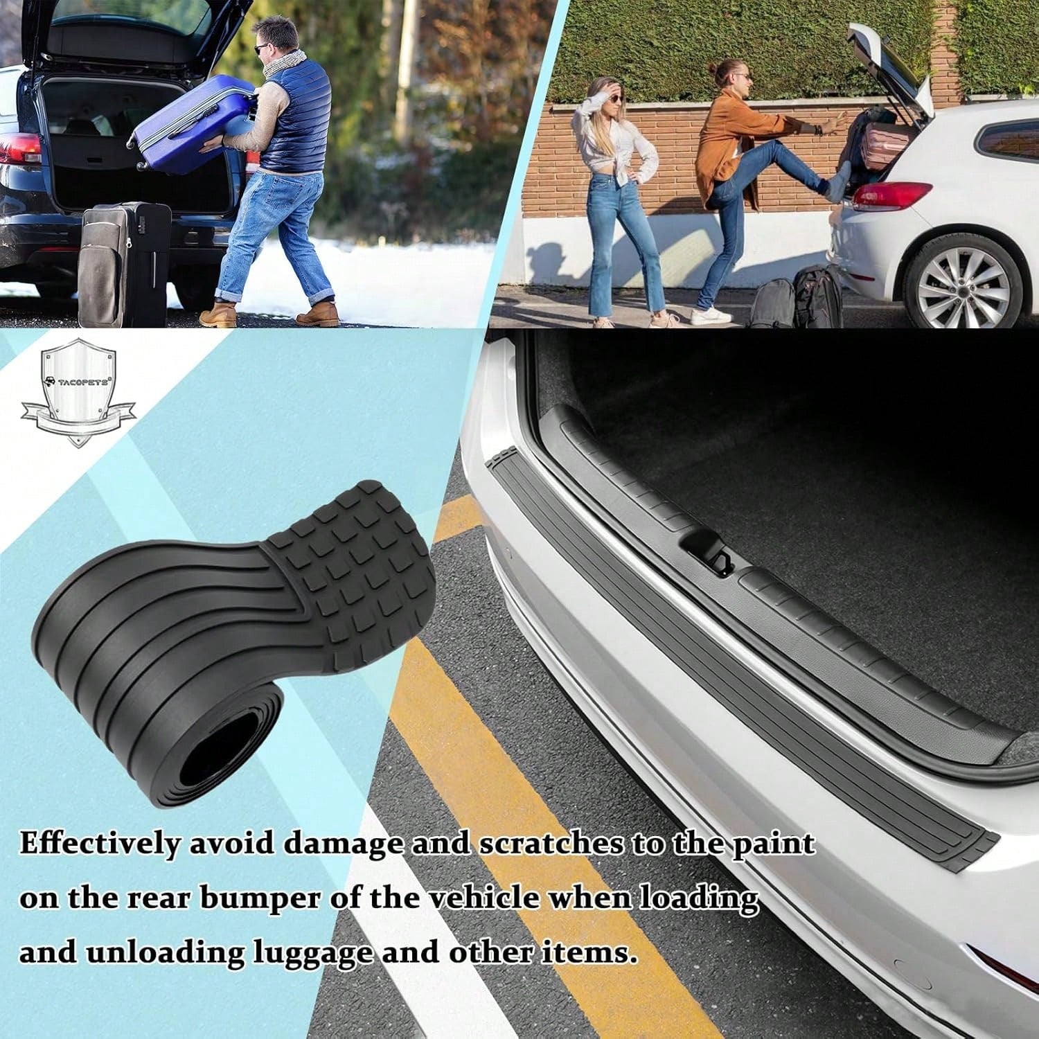 1PC Rear Bumper Protector, 35.4"X3.4" Anti-Scratch Rubber Guard Strip With Adhesive, Trunk Lip Protection, Universalfor Most Cars, Trucks, SUVs (Black)