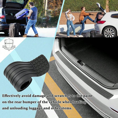 1PC Rear Bumper Protector, 35.4"X3.4" Anti-Scratch Rubber Guard Strip With Adhesive, Trunk Lip Protection, Universalfor Most Cars, Trucks, SUVs (Black)