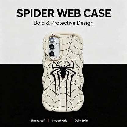 1pc Red & Black Long-Legged Spider Creative Minimalist Fresh Simple Spider Web European & American Style Vintage Innovative, Macaron White Full Coverage Anti-Drop Fresh Colorful Wavy Shape Cream Style