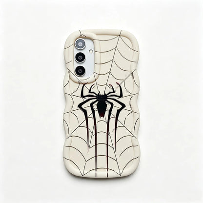 1pc Red & Black Long-Legged Spider Creative Minimalist Fresh Simple Spider Web European & American Style Vintage Innovative, Macaron White Full Coverage Anti-Drop Fresh Colorful Wavy Shape Cream Style