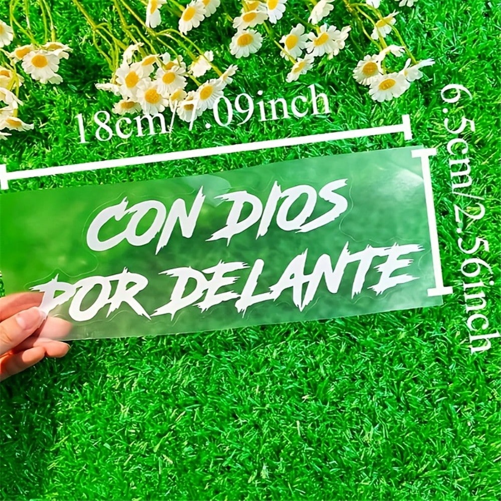 1pc Religious Motorcycle Decoration- Spanish Prayer Sticker "God Will Provide- Whatever You Need", Waterproof Vinyl Bike Decal For Motorcycle, Car, Tank, Window- Faith-Based Vehicle Decoration With