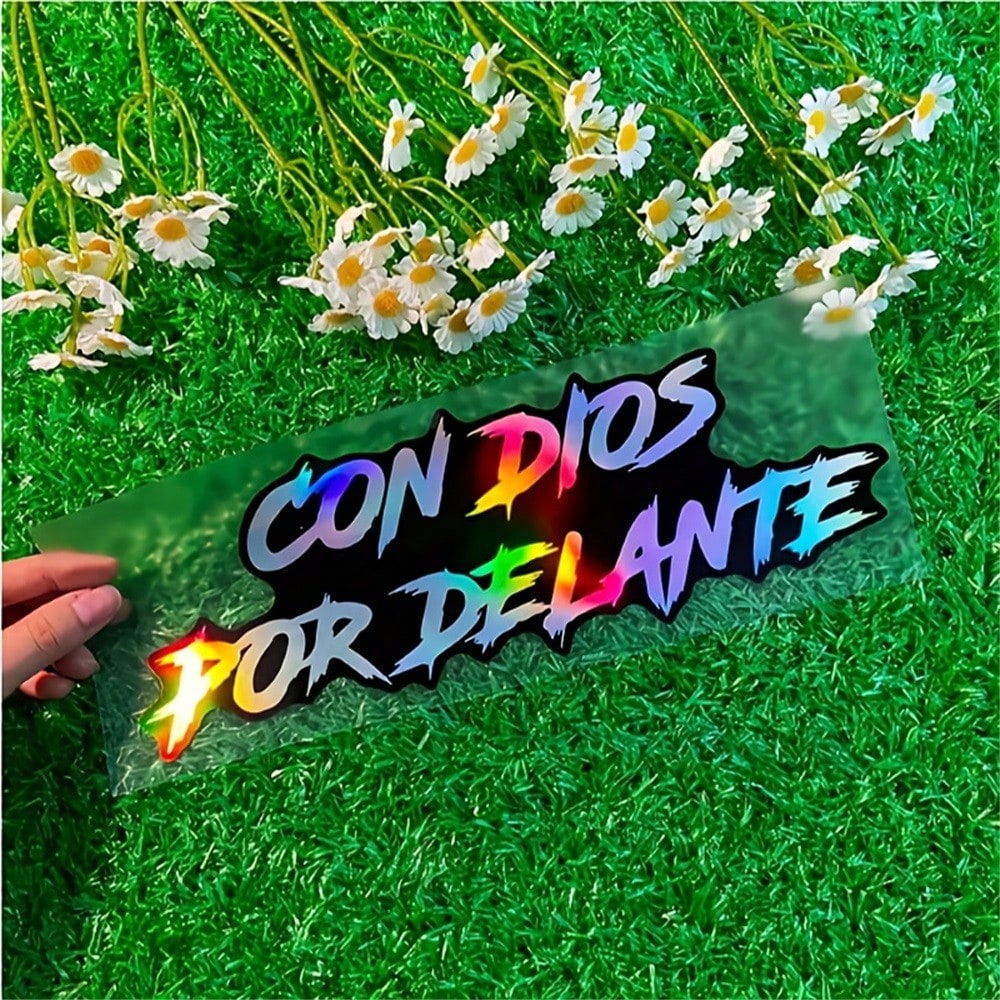 1pc Religious Motorcycle Decoration- Spanish Prayer Sticker "God Will Provide- Whatever You Need", Waterproof Vinyl Bike Decal For Motorcycle, Car, Tank, Window- Faith-Based Vehicle Decoration With