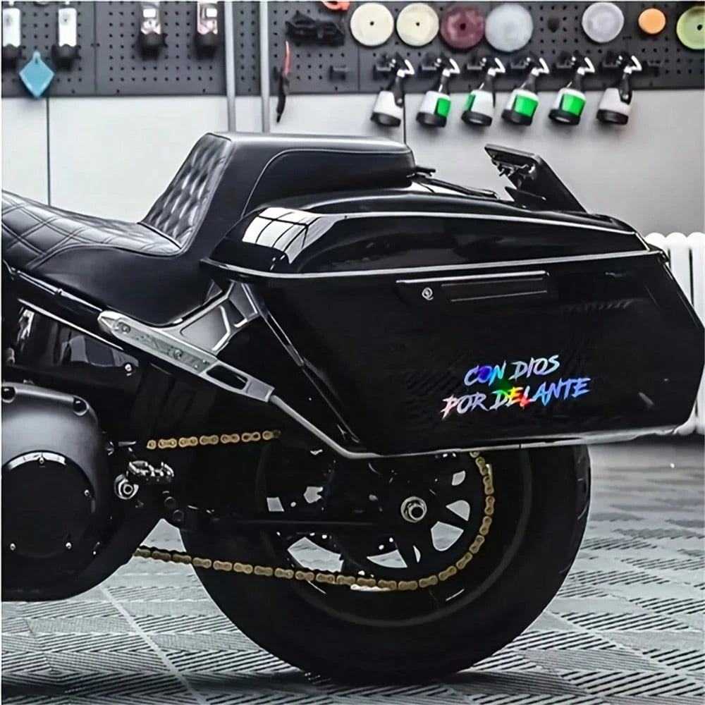 1pc Religious Motorcycle Decoration- Spanish Prayer Sticker "God Will Provide- Whatever You Need", Waterproof Vinyl Bike Decal For Motorcycle, Car, Tank, Window- Faith-Based Vehicle Decoration With