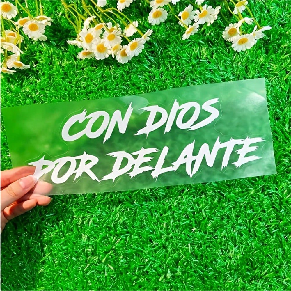 1pc Religious Motorcycle Decoration- Spanish Prayer Sticker "God Will Provide- Whatever You Need", Waterproof Vinyl Bike Decal For Motorcycle, Car, Tank, Window- Faith-Based Vehicle Decoration With