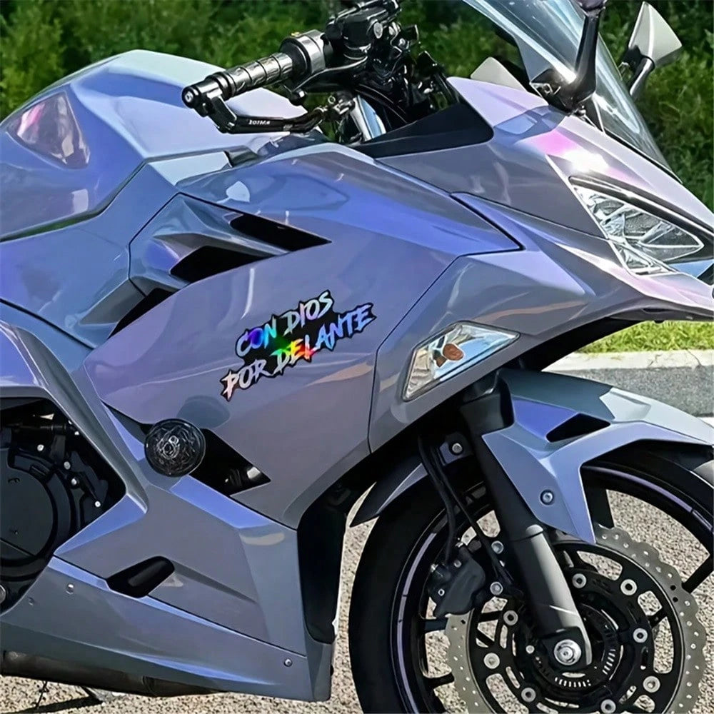 1pc Religious Motorcycle Decoration- Spanish Prayer Sticker "God Will Provide- Whatever You Need", Waterproof Vinyl Bike Decal For Motorcycle, Car, Tank, Window- Faith-Based Vehicle Decoration With