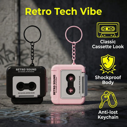 1pc Retro Cassette Tape Keychain- Mini Vintage Tape Player Pendant, Themed Keyring, Novelty Music Box Charm, Creative Small Gift, Non-Metal Non-Plated (Random Letter Printing) Festival Graduation Tea