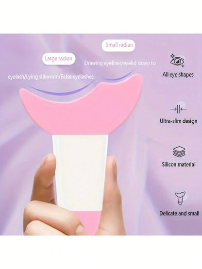1pc Reusable Silicone Eyeliner & Eyebrow Stencils Kit With Mascara Guard & Lash Comb- Pink Wing Tip Design, Precise Makeup, Gentle On Eyes, Suitable For Pro Or Home Use, Makeup Accessory| Fashion Ma