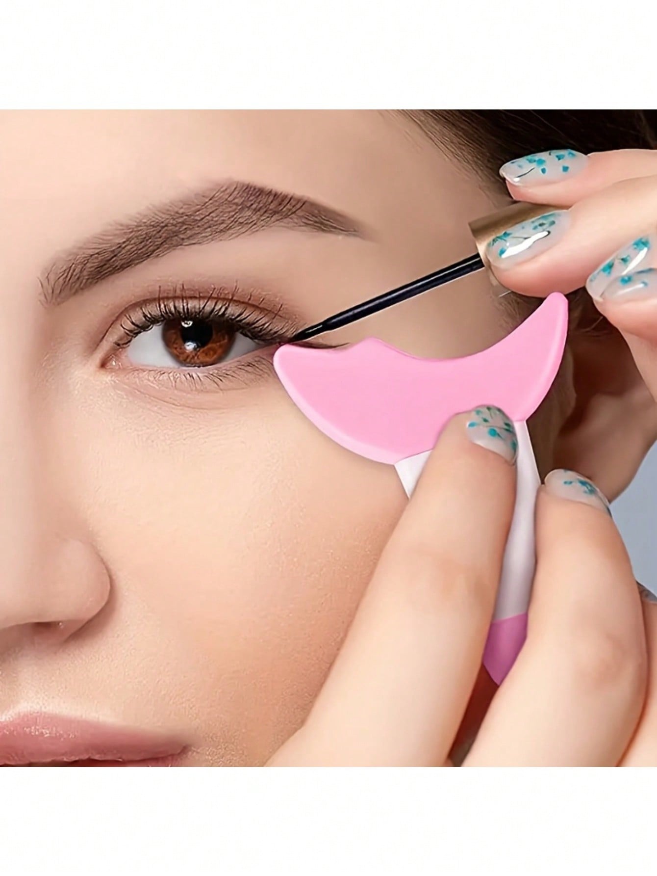 1pc Reusable Silicone Eyeliner & Eyebrow Stencils Kit With Mascara Guard & Lash Comb- Pink Wing Tip Design, Precise Makeup, Gentle On Eyes, Suitable For Pro Or Home Use, Makeup Accessory| Fashion Ma