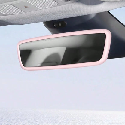 1pc Rhinestone/Silicone Frame Ornament, Universal Car Rearview Mirror Decoration Accessory, Women's Car Interior Decor, Pink