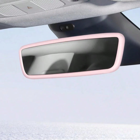 1pc Rhinestone/Silicone Frame Ornament, Universal Car Rearview Mirror Decoration Accessory, Women's Car Interior Decor, Pink