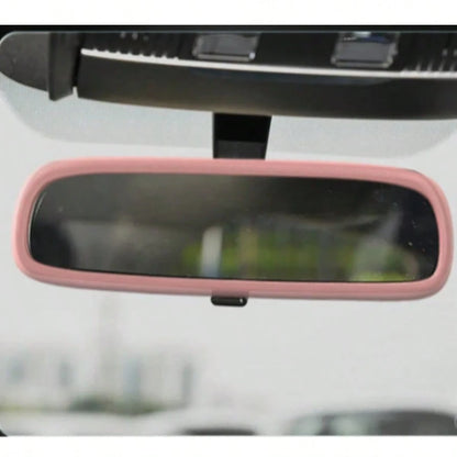 1pc Rhinestone/Silicone Frame Ornament, Universal Car Rearview Mirror Decoration Accessory, Women's Car Interior Decor, Pink