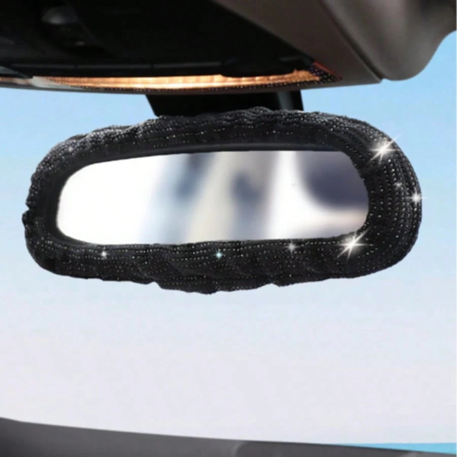 1pc Rhinestone/Silicone Frame Ornament, Universal Car Rearview Mirror Decoration Accessory, Women's Car Interior Decor, Pink