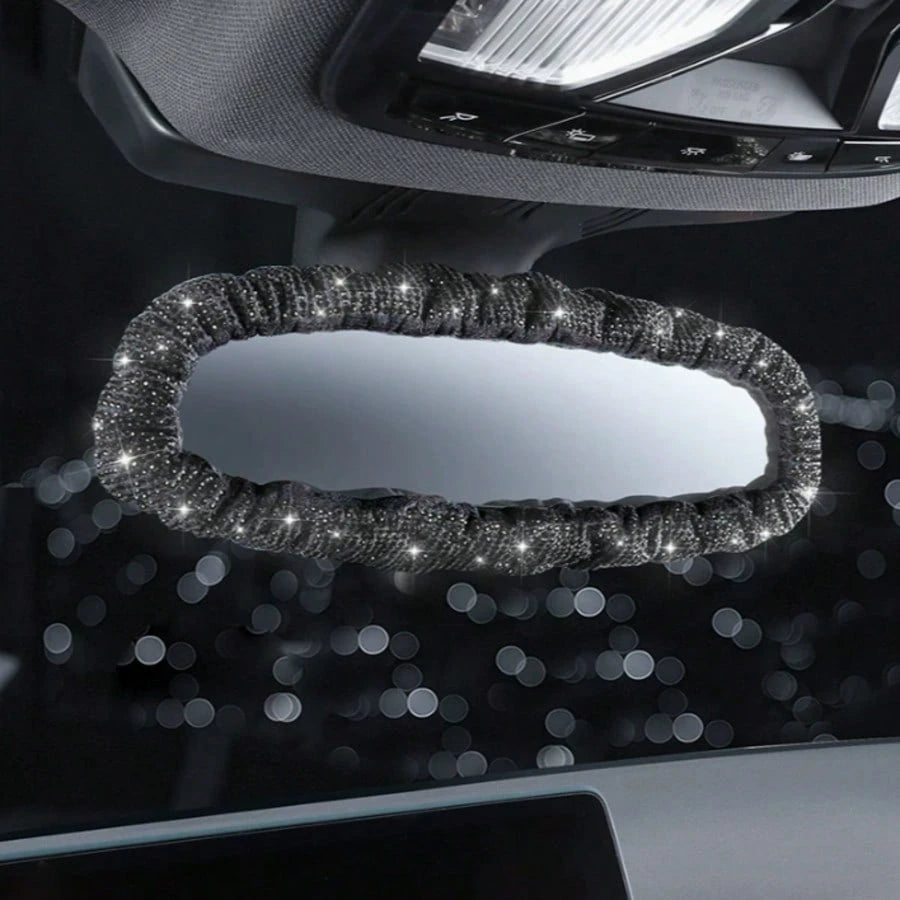 1pc Rhinestone/Silicone Frame Ornament, Universal Car Rearview Mirror Decoration Accessory, Women's Car Interior Decor, Pink