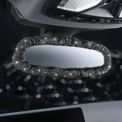 1pc Rhinestone/Silicone Frame Ornament, Universal Car Rearview Mirror Decoration Accessory, Women's Car Interior Decor, Pink