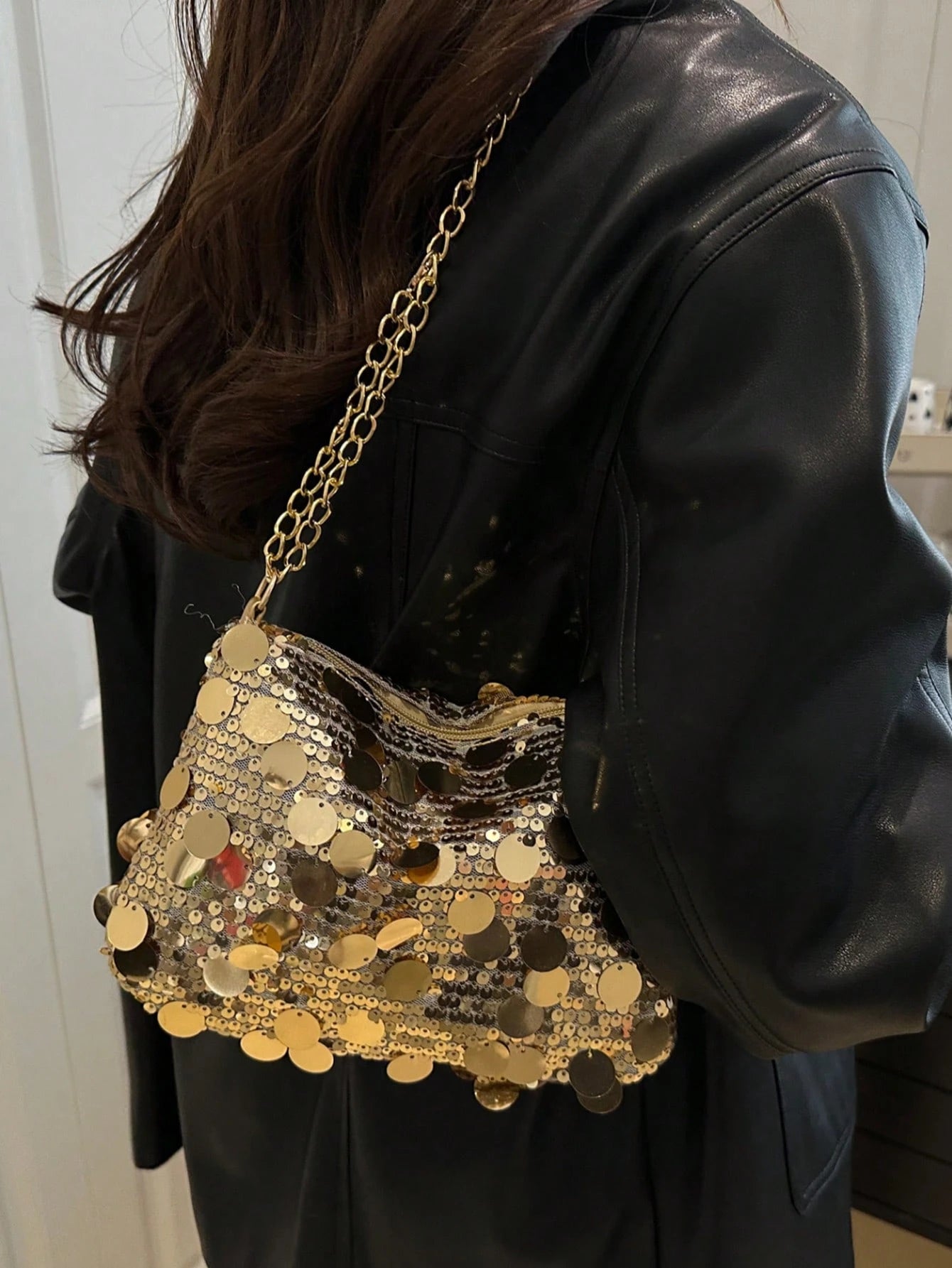 1pc Sequin Shoulder Bag, Fashion Crossbody Bag, Evening Clutch Purse For Women, Suitable For Party And Daily Use, Sequin