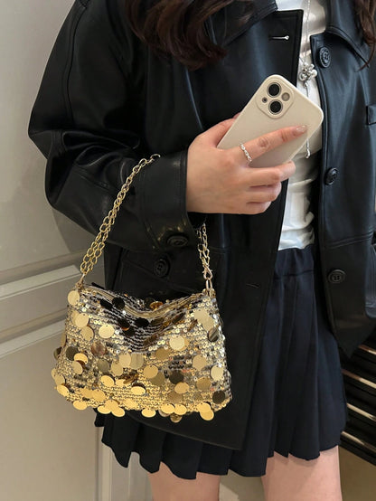 1pc Sequin Shoulder Bag, Fashion Crossbody Bag, Evening Clutch Purse For Women, Suitable For Party And Daily Use, Sequin