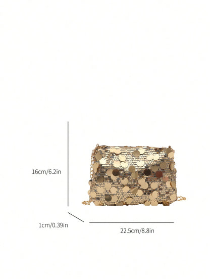 1pc Sequin Shoulder Bag, Fashion Crossbody Bag, Evening Clutch Purse For Women, Suitable For Party And Daily Use, Sequin