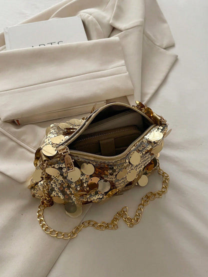 1pc Sequin Shoulder Bag, Fashion Crossbody Bag, Evening Clutch Purse For Women, Suitable For Party And Daily Use, Sequin