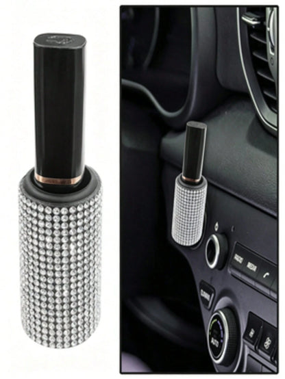 1pc Shiny Rhinestone Car Lipstick Holder- Portable Wall-Mounted Cosmetic Storage Box With Adhesive Backing, Car Accessory, Nail Art Supplies, Travel Essential, Room Decor, Nail Storage Box