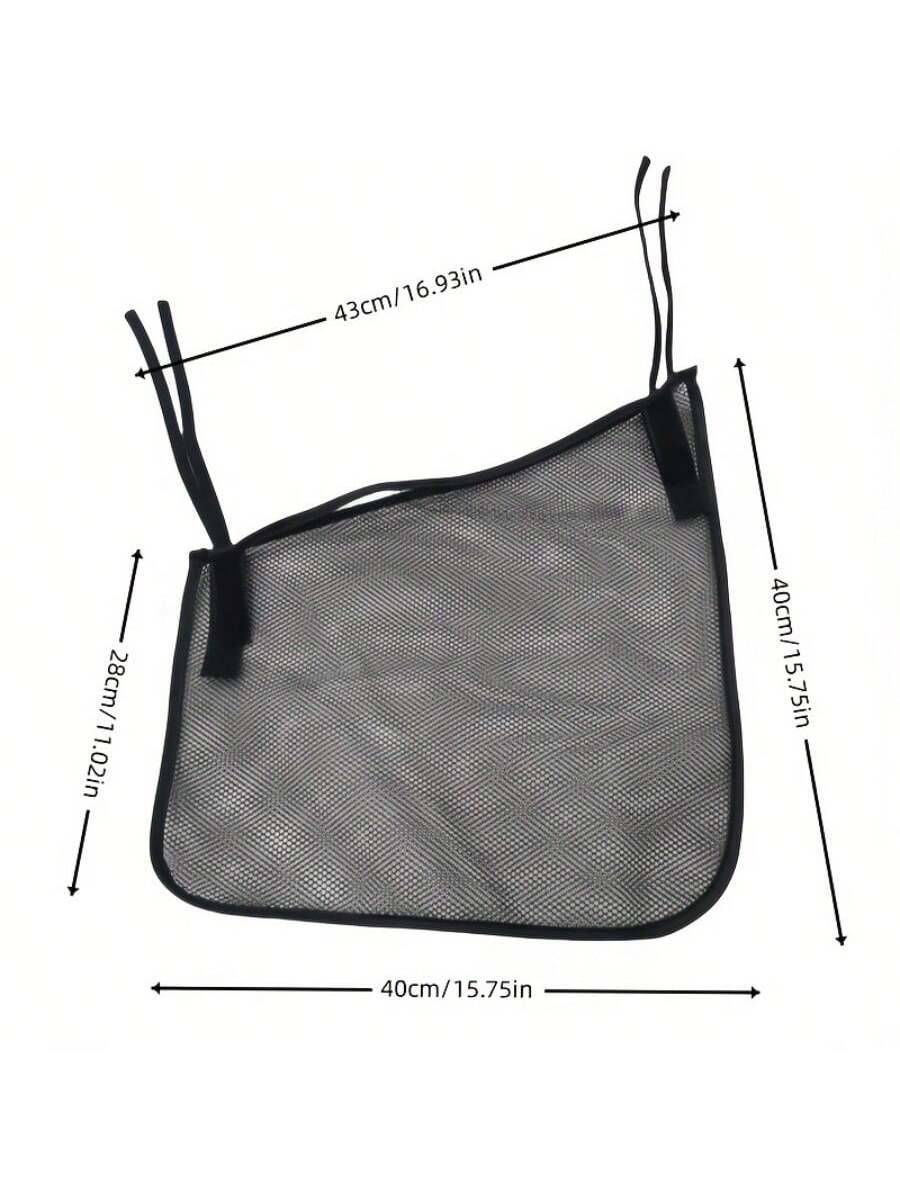 1pc Side Hanging Baby Stroller Storage Accessory- Universal Stroller Storage Rack- Mesh Cargo Net, Suitable For Baby Stroller Storage- Non-Slip, Adjustable Strap- Black