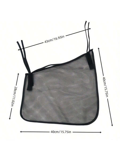 1pc Side Hanging Baby Stroller Storage Accessory- Universal Stroller Storage Rack- Mesh Cargo Net, Suitable For Baby Stroller Storage- Non-Slip, Adjustable Strap- Black