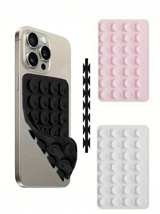1pc Silicone Phone Stand, Non-Slip Adhesive Phone Holder, Hands-Free Selfie/Video Accessory, Compatible With All Phone Models, 28-Point Double-Sided Non-Slip Pad, Silicone Suction Cup Stand, Phone Rin