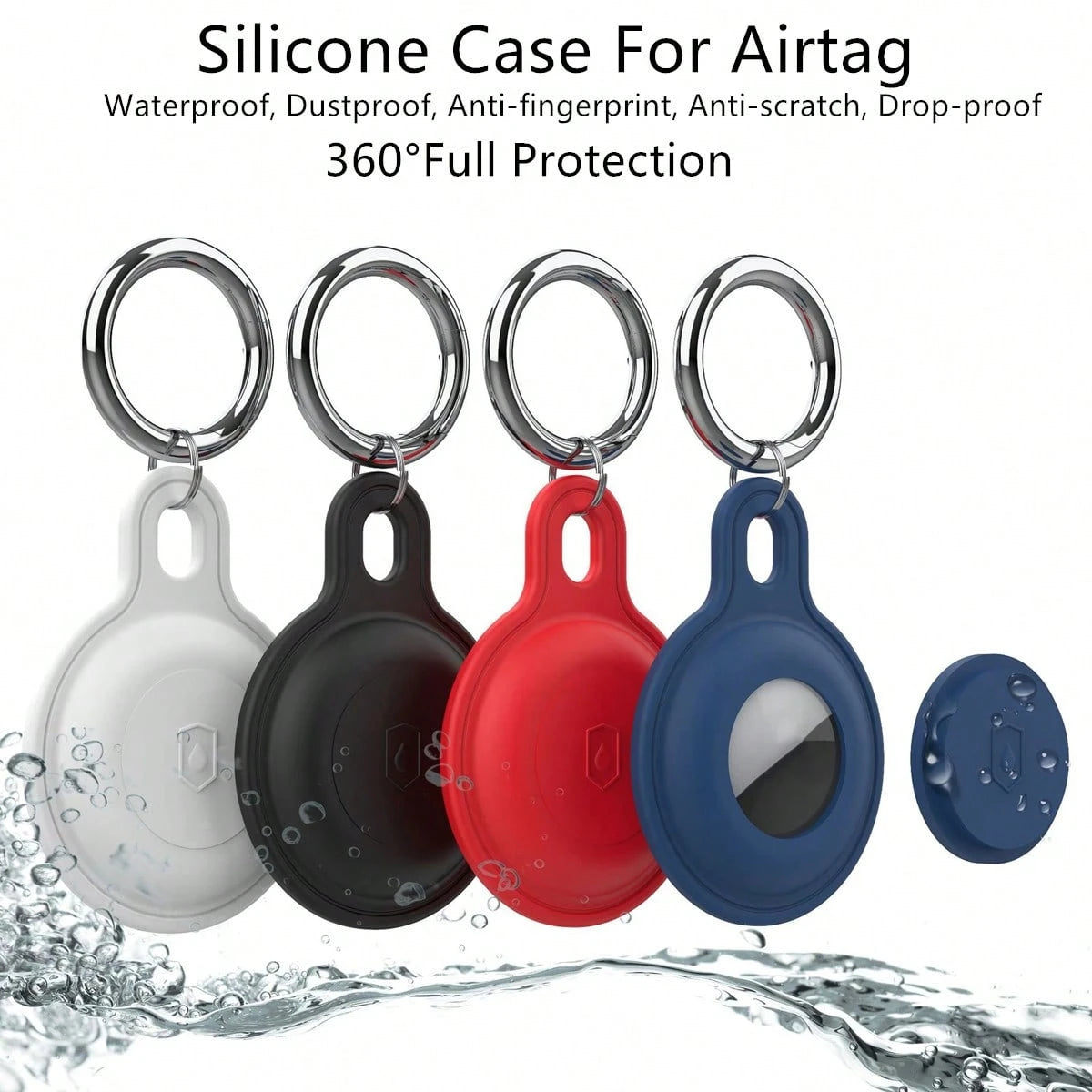 1pc Silicone Protective Case For Airtag Tracker- 360° Full Body Protection, Waterproof, Dust-Proof, Anti-Fingerprint, Anti-Scratch, Anti-Drop, Includes Metal Keychain, Multiple Colors Available, Grea