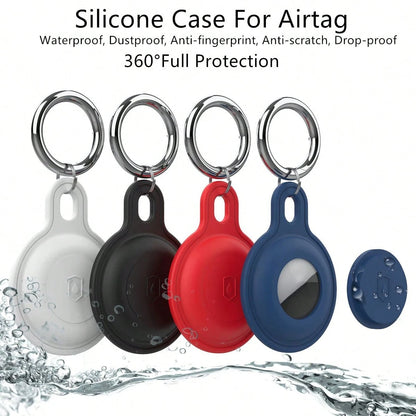 1pc Silicone Protective Case For Airtag Tracker- 360° Full Body Protection, Waterproof, Dust-Proof, Anti-Fingerprint, Anti-Scratch, Anti-Drop, Includes Metal Keychain, Multiple Colors Available, Grea