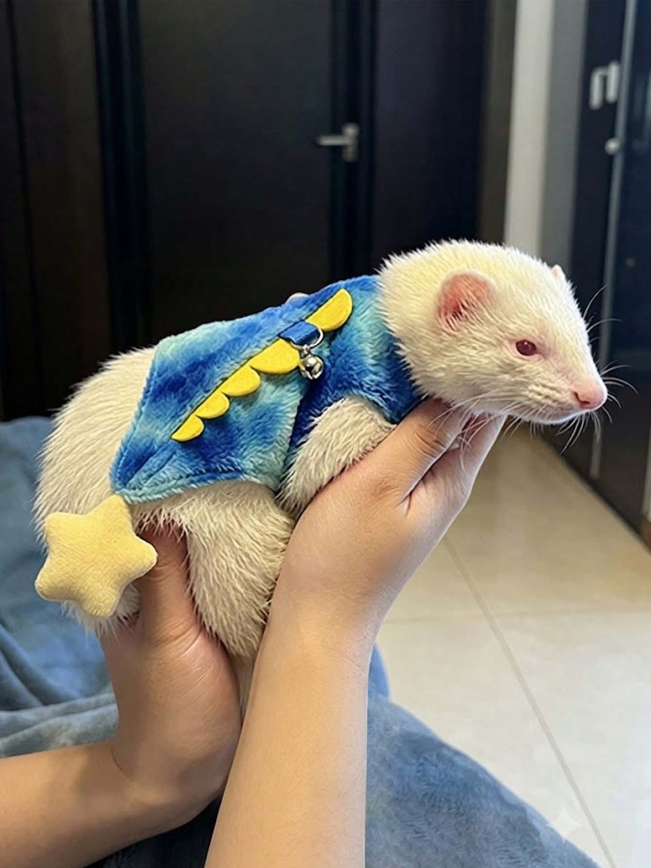 1pc Soft Dinosaur Theme Harness & Leash Set (Blue/Pink)- Cute Dinosaur Design With Bell; Suitable For Daily Walks, Photos And Outdoor Adventures; Fits Rabbits, Ferrets, Guinea Pigs And Kittens