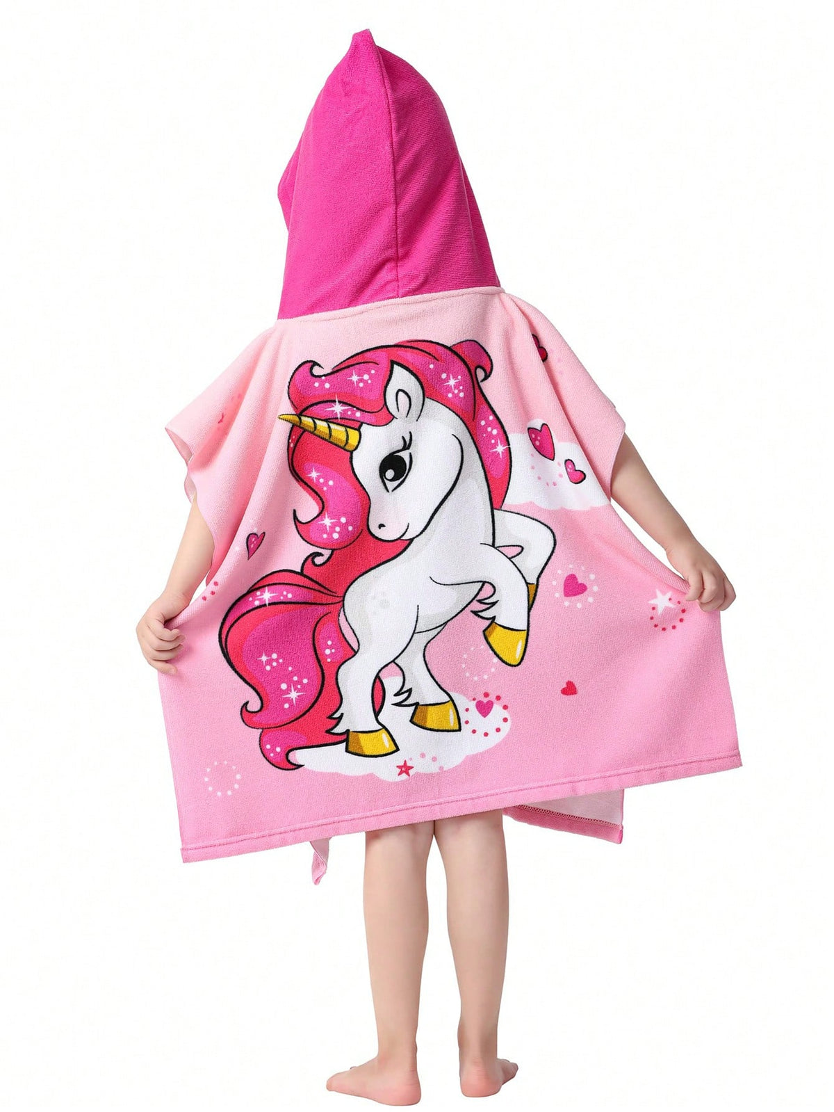 1pc Soft Microfiber Mermaid Print Swimsuit Cover-Up With Hood, Suitable For Children Aged 3-10, Beach Towel Shawl
