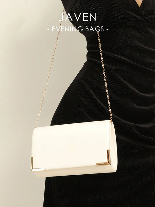 1pc Solid Color Pu Magnetic Closure Chain Clutch Bag For Daily Use, Date And Party, Best Choice Elegant Bag For Bridal Shower, Wedding, Wedding Items, White Bag