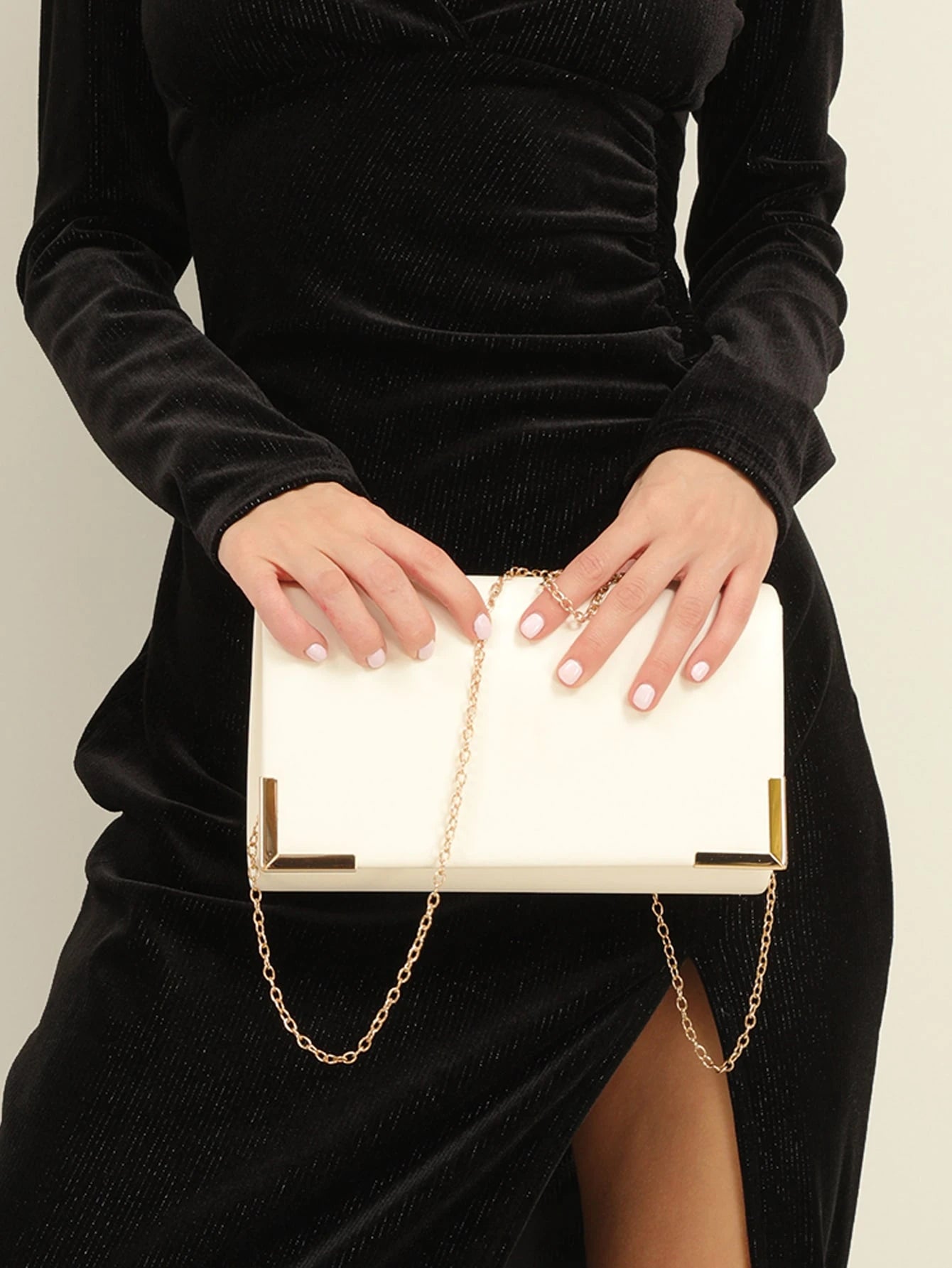 1pc Solid Color Pu Magnetic Closure Chain Clutch Bag For Daily Use, Date And Party, Best Choice Elegant Bag For Bridal Shower, Wedding, Wedding Items, White Bag