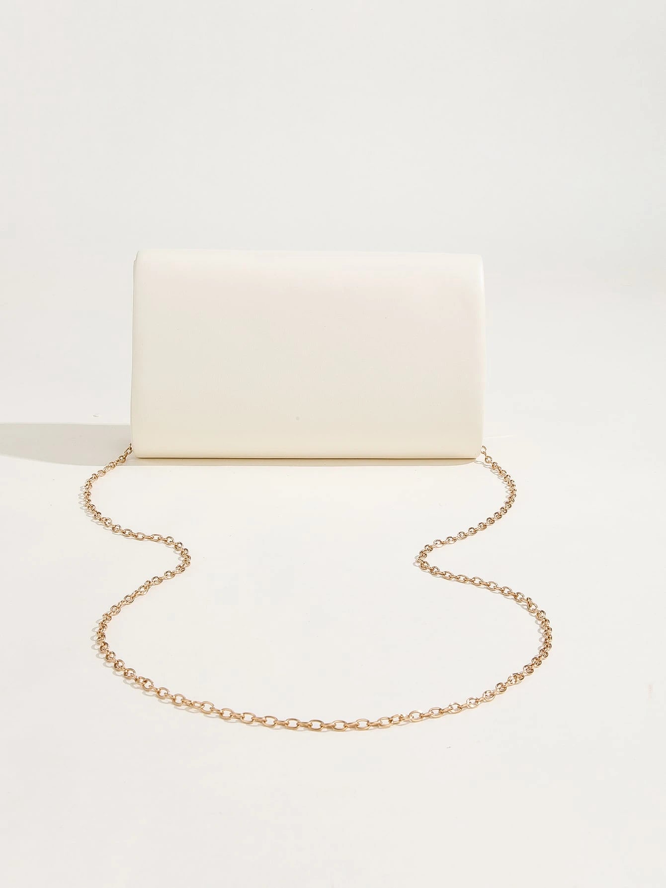 1pc Solid Color Pu Magnetic Closure Chain Clutch Bag For Daily Use, Date And Party, Best Choice Elegant Bag For Bridal Shower, Wedding, Wedding Items, White Bag